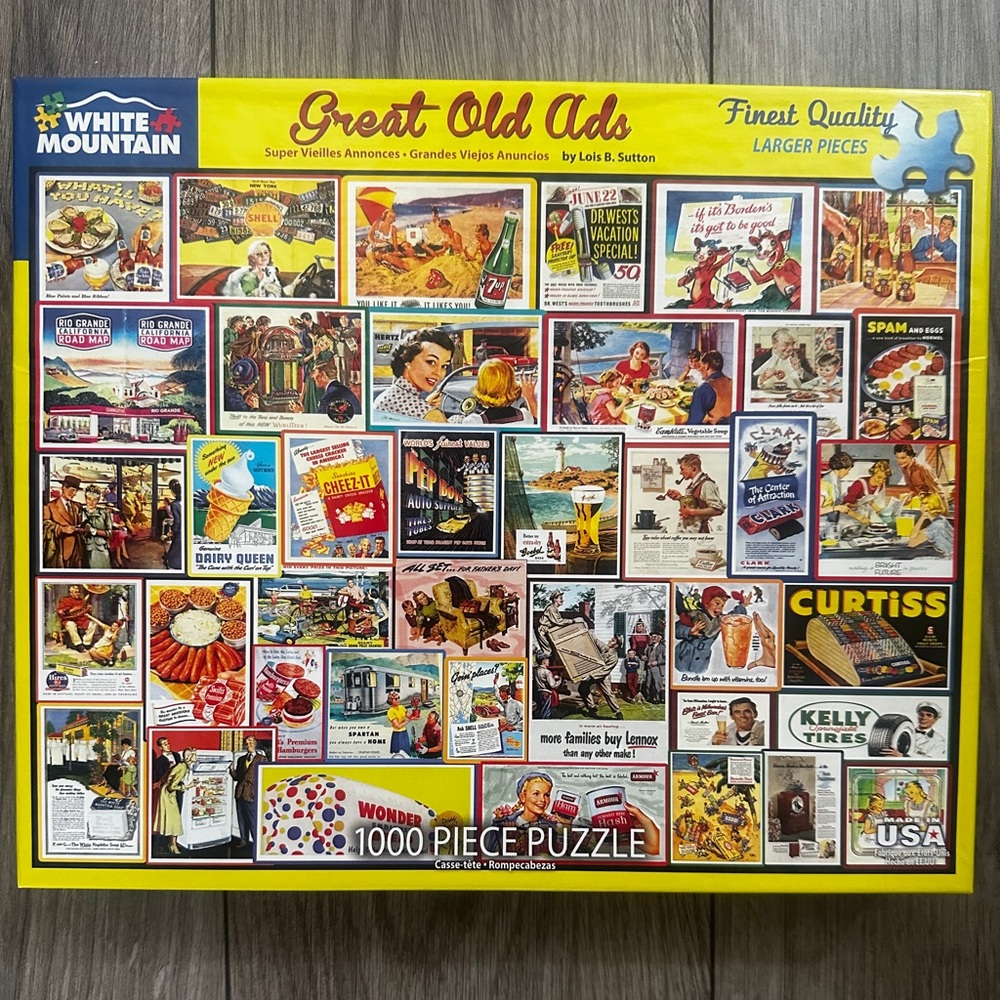 White Mountain Great Old Ads Puzzle - Vibrant Vintage Collage